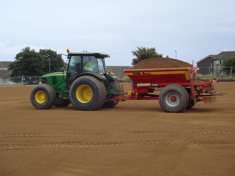 JOHN DEERE 5820 AND SAND SPREADER Turf machinery for sale